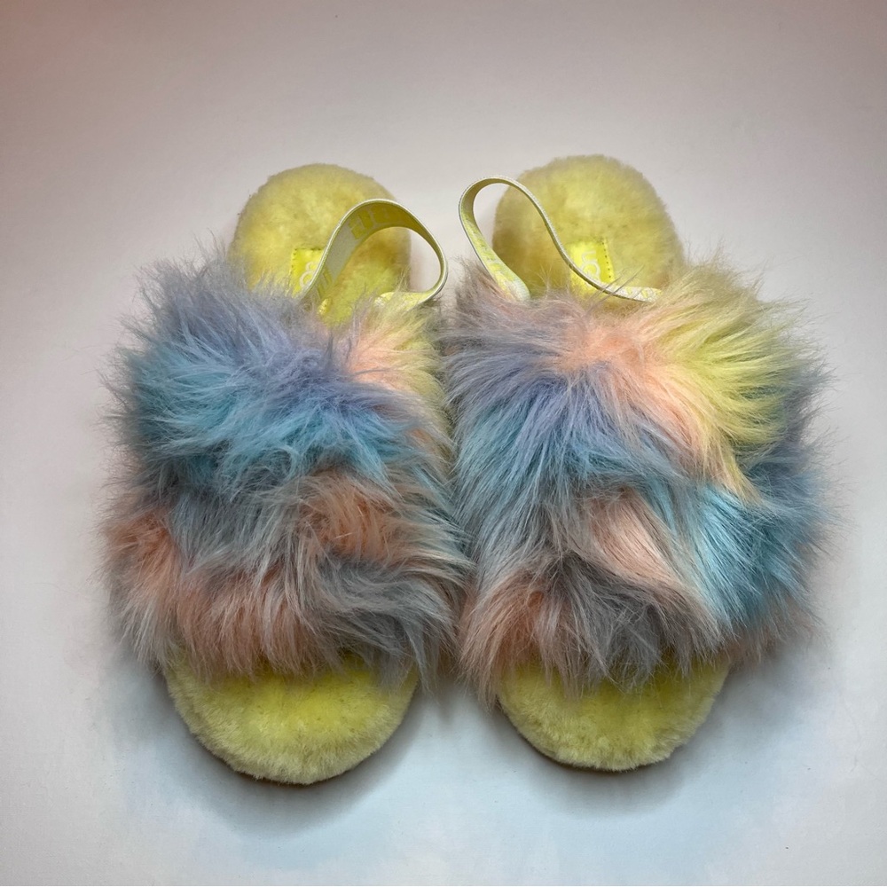 UGG Australia Fluff Yeah Slide Lemonade Tie-Dye Slippers Women’s Sz. 7 - Picture 8 of 11